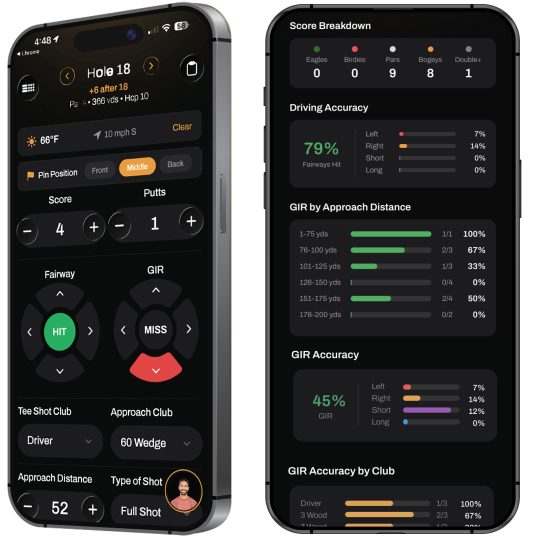 Better Golf App screens